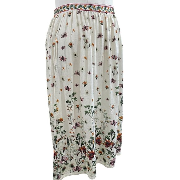 Max Studio Floral Midi Skirt Cottagecore Boho Prairie Botanical Print Pockets L - Picture 6 of 9
